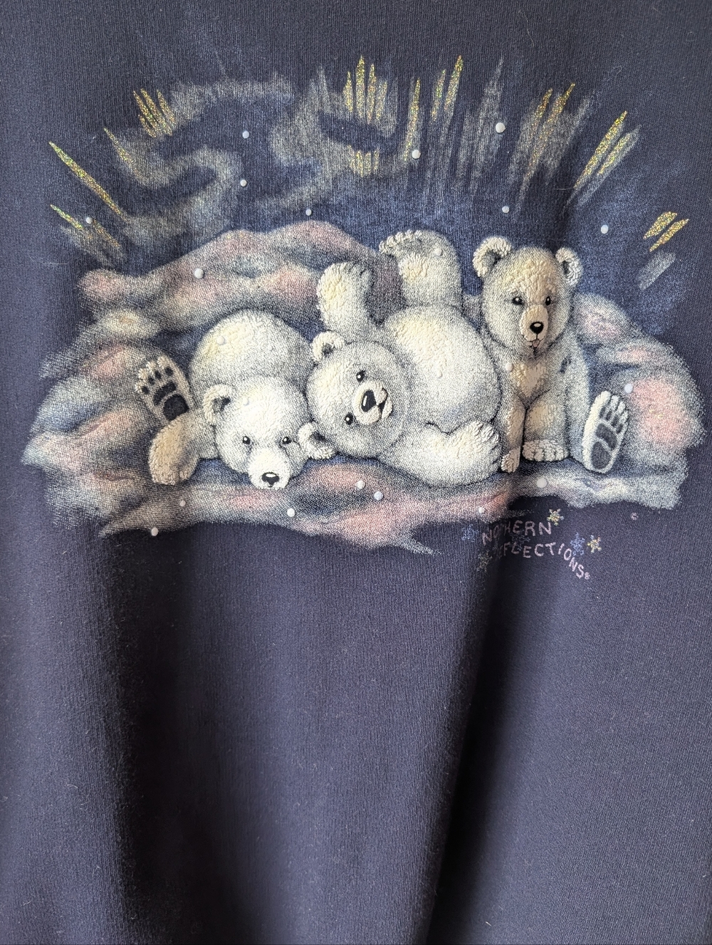 Vintage Northern Reflections Navy Polar Bear Family Sweatshirt Size Medium - Picture 3 of 8